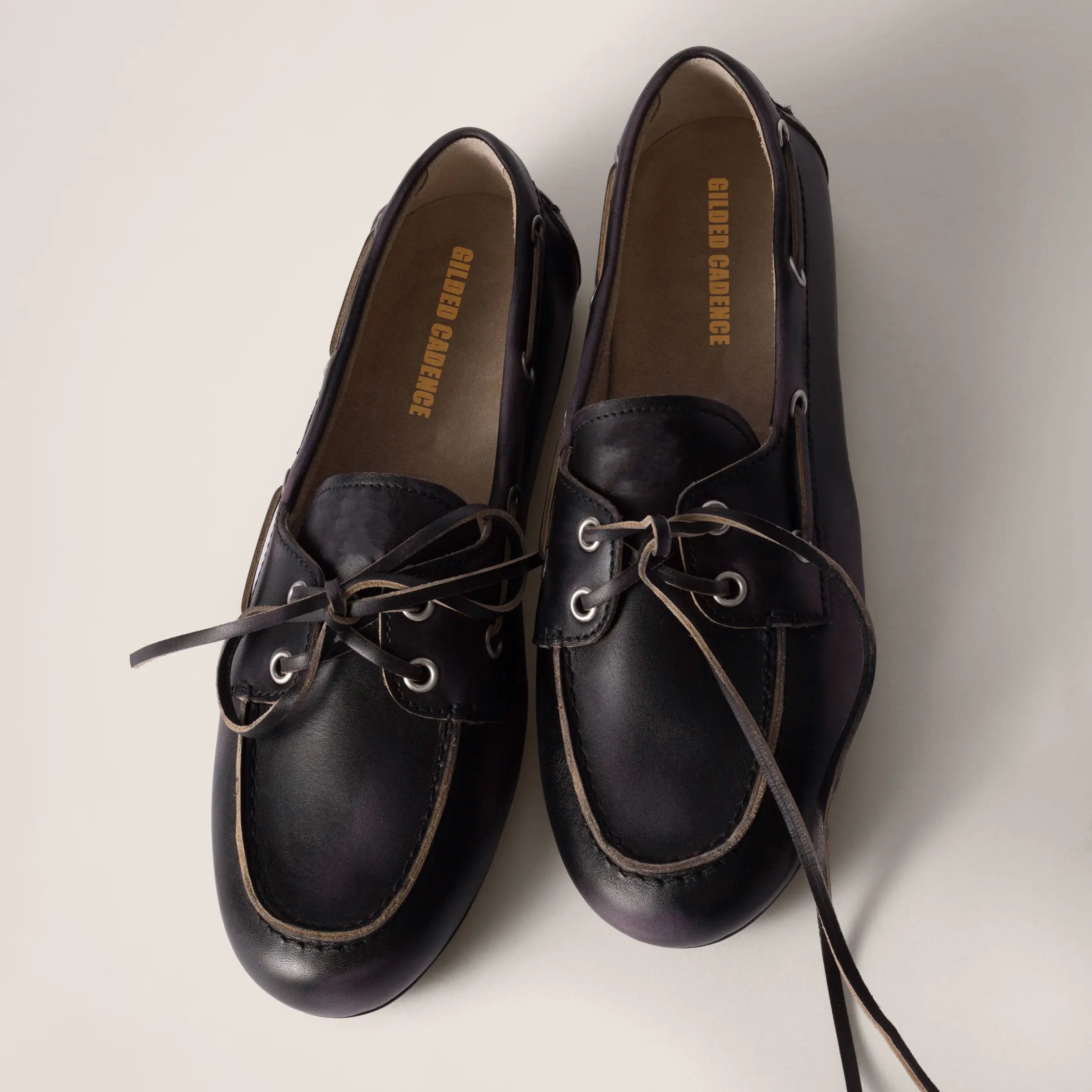 Women's Bleached Leather Boat Shoes Gilded Cadence