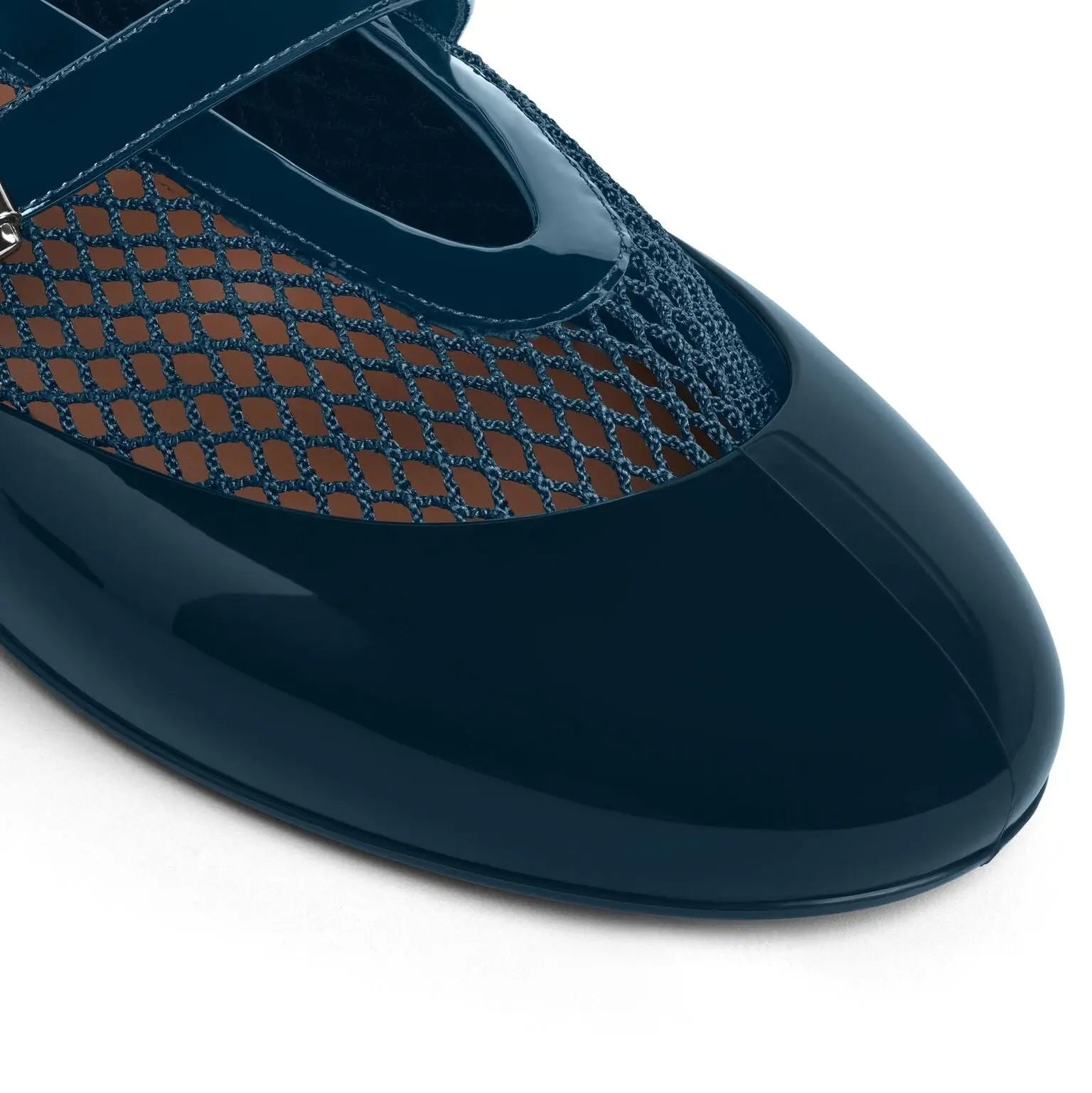 Women's Navy Fishnet Rubber Ballet Flats Gilded Cadence