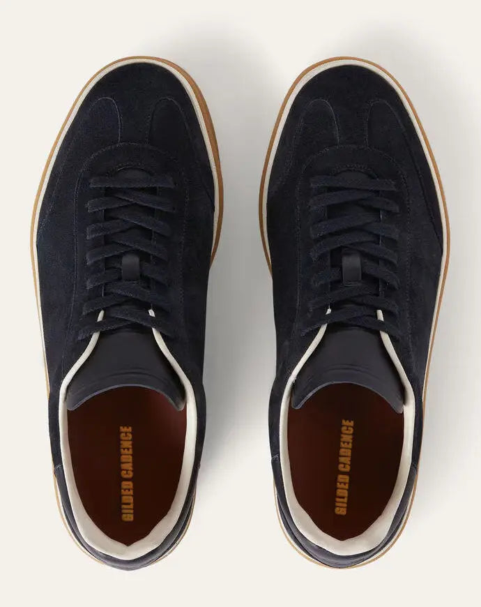 Black Suede Tennis Walk Sneakers Gilded Cadence