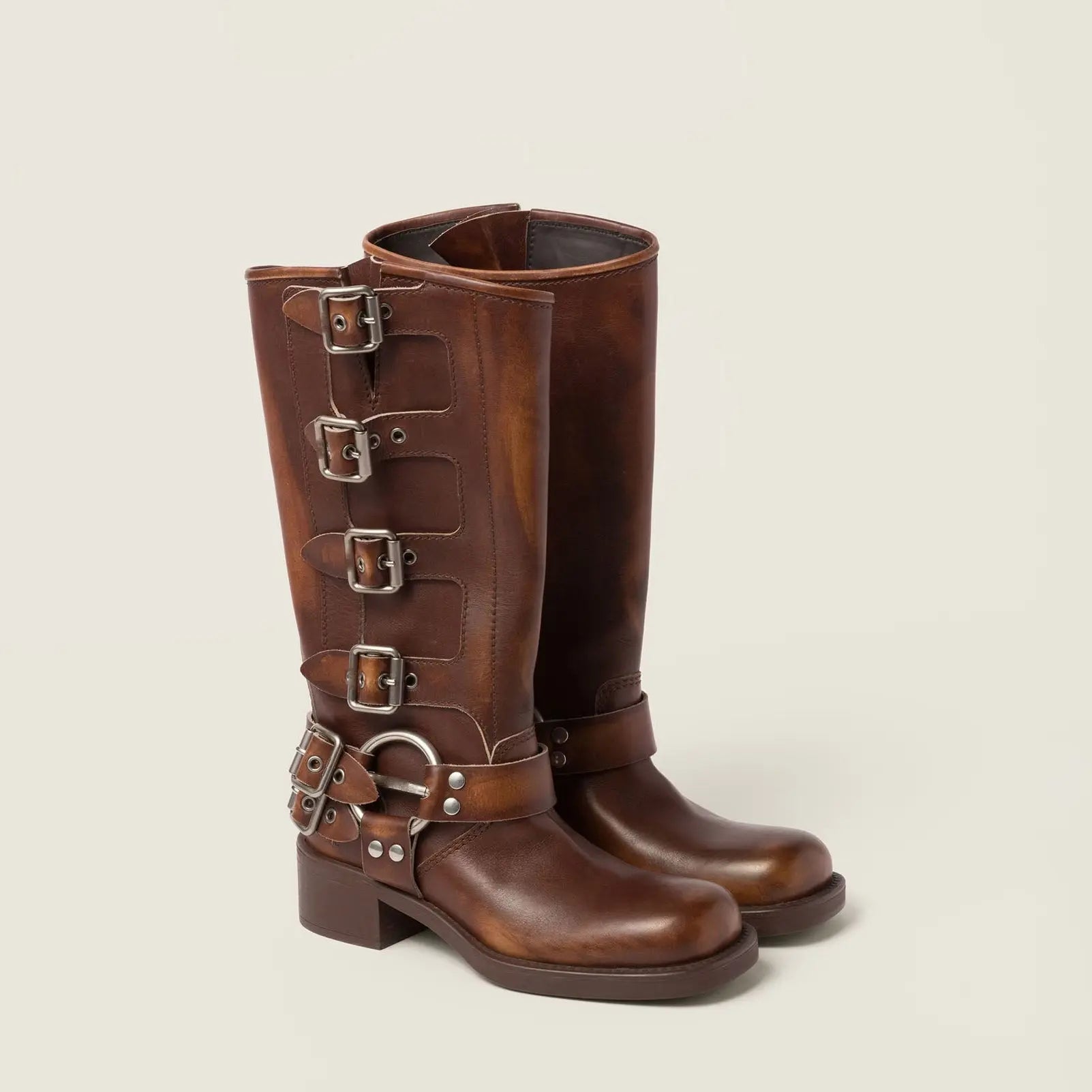 The Square-Toe Calfskin Boot (55mm) - Sienna Gilded Cadence