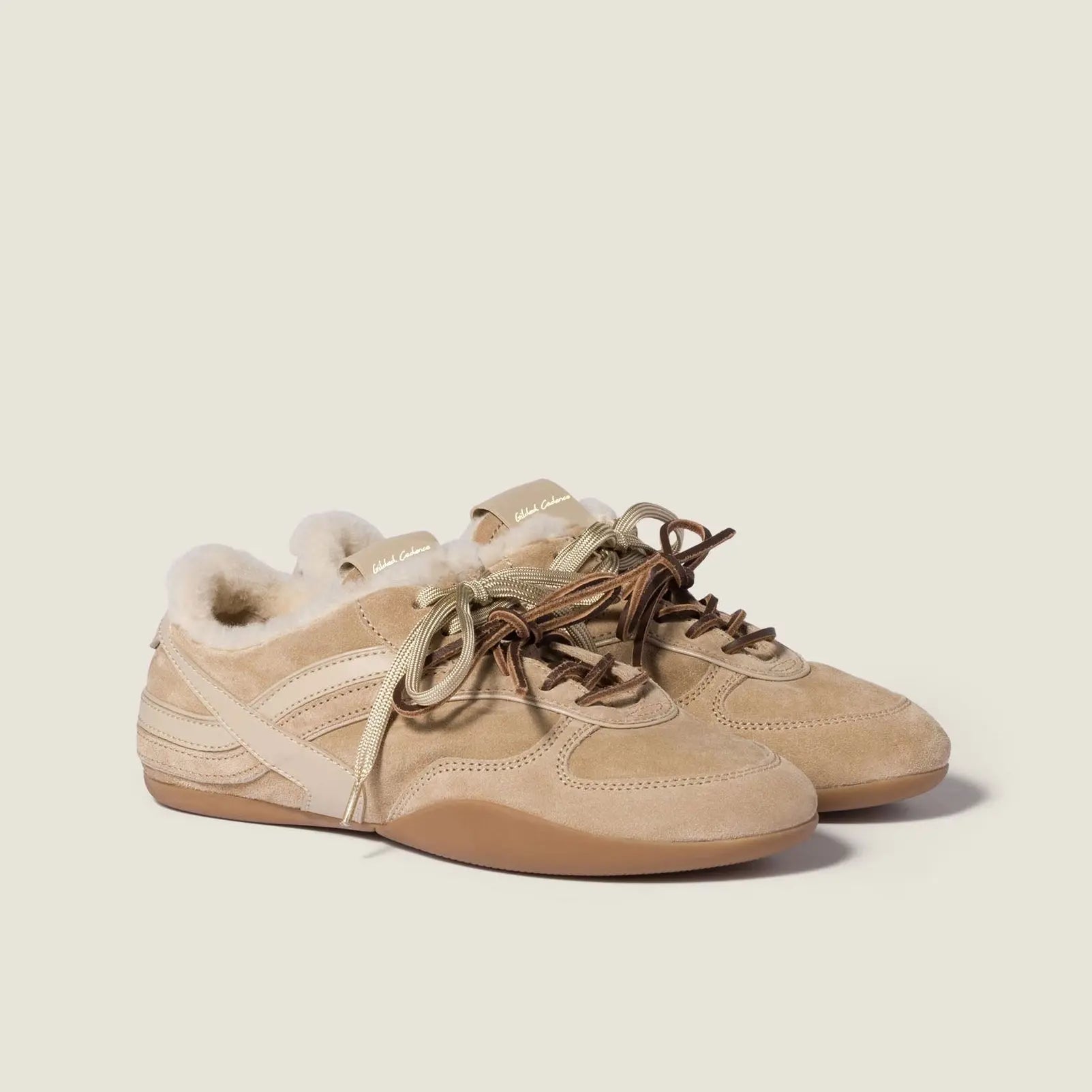 Suede & Shearling Retro Sneakers Gilded Cadence