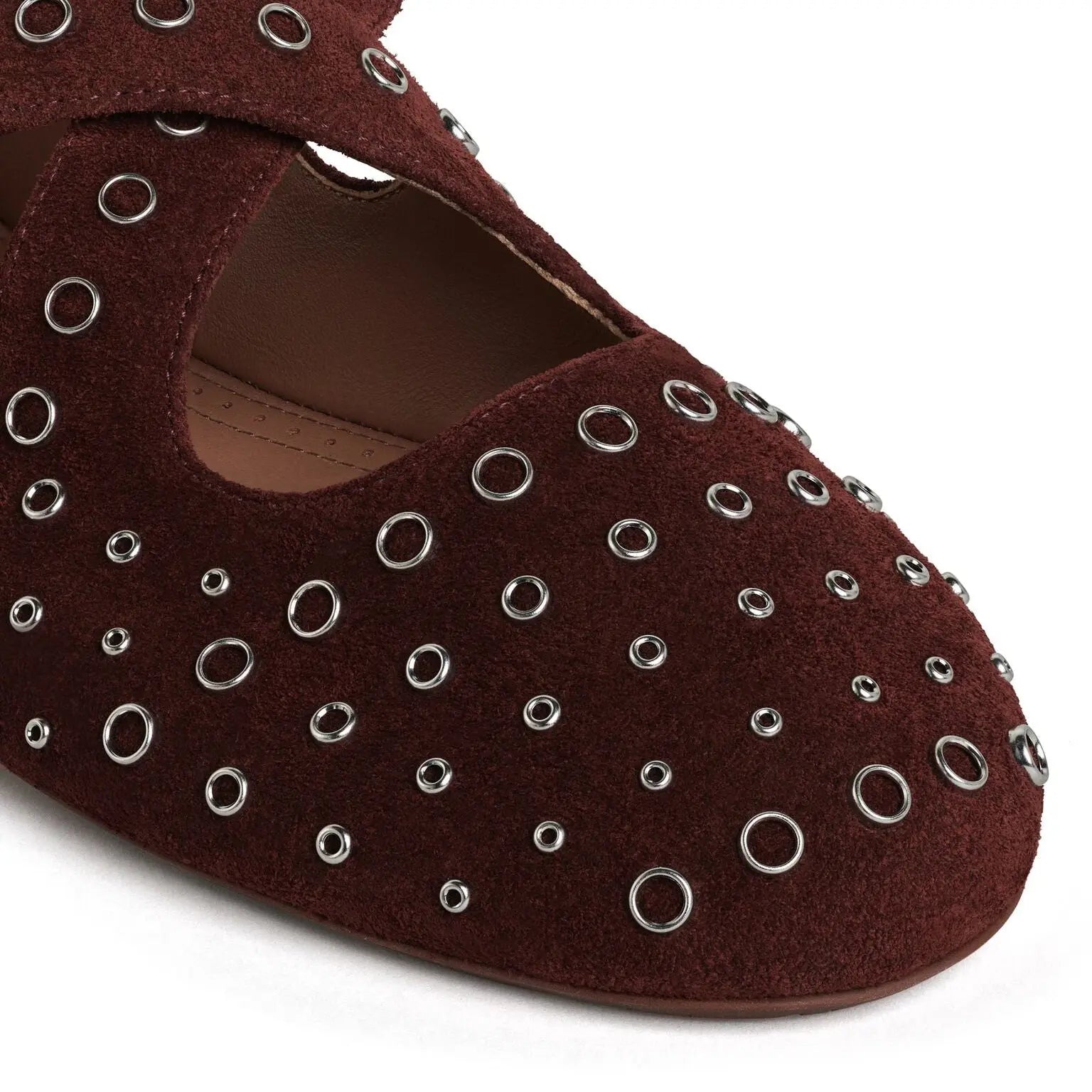 Criss Cross Suede Eyelet Ballet Flats Gilded Cadence