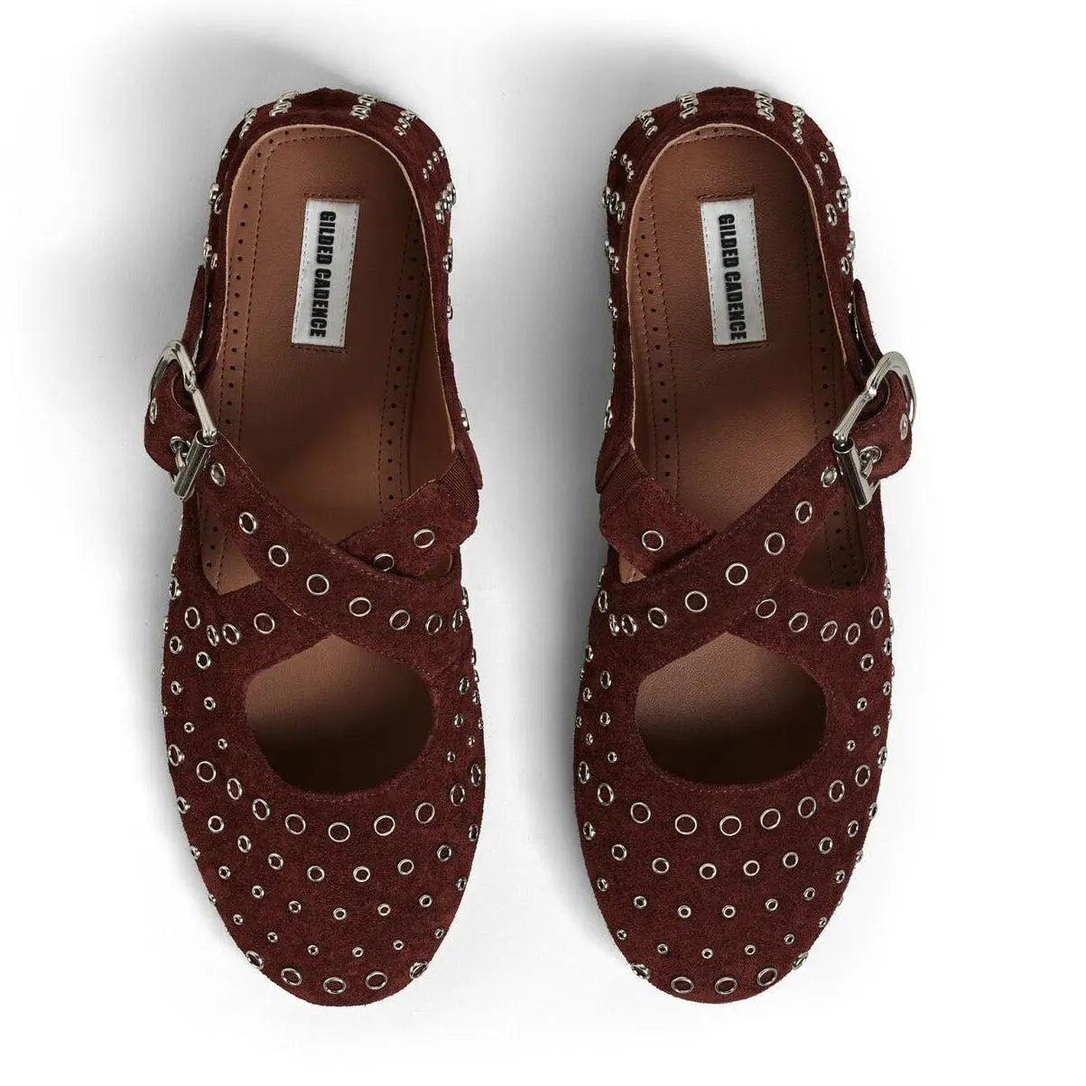 Criss Cross Suede Eyelet Ballet Flats Gilded Cadence