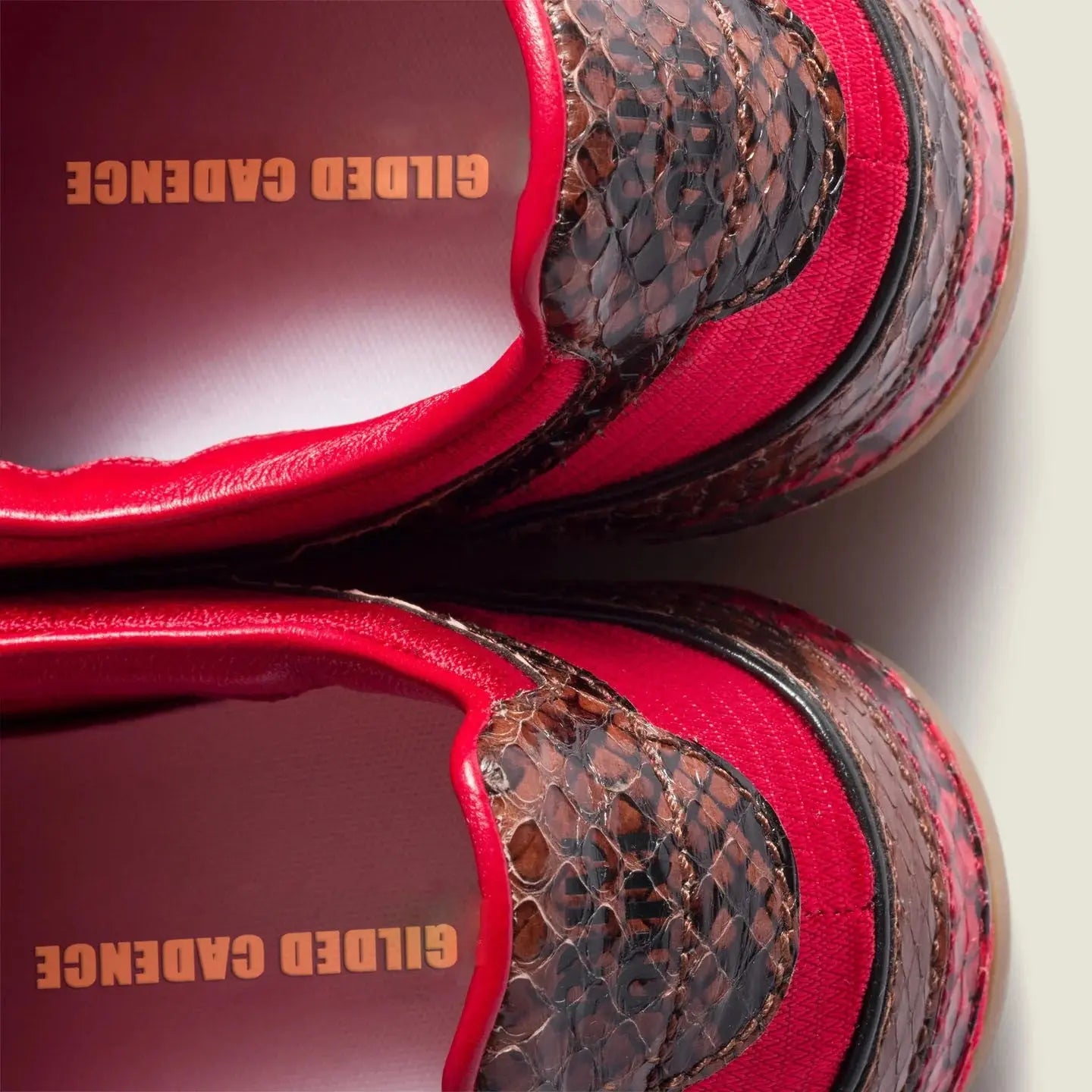 Gymnasium technical fabric and python-print Ayers leather sneakers Gilded Cadence