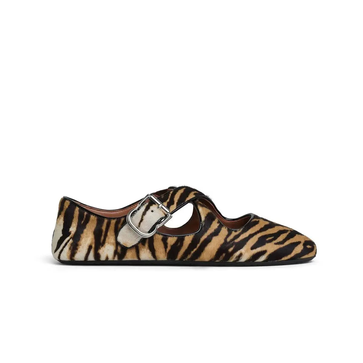 Leopard Haircalf Criss Cross Flats Gilded Cadence
