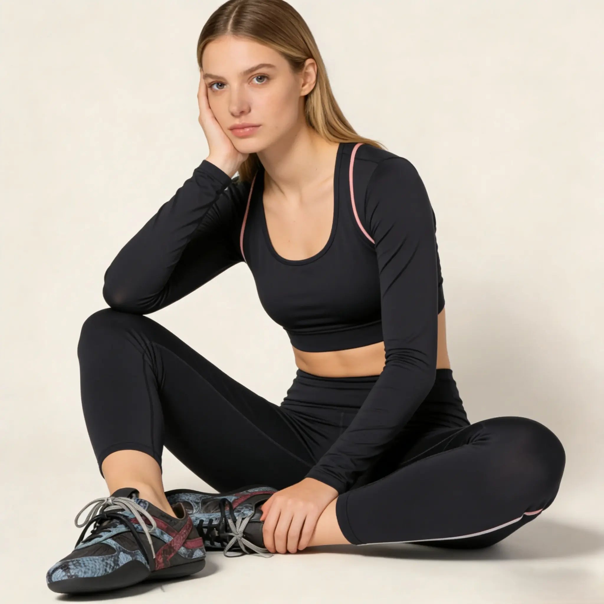 Gymnasium technical fabric and python-print Ayers leather sneakers Gilded Cadence