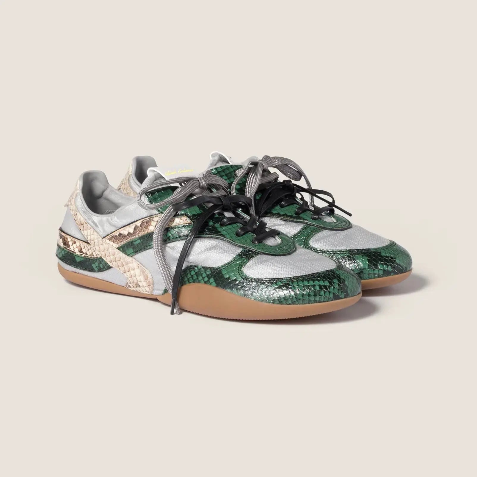 Gymnasium technical fabric and python-print Ayers leather sneakers Gilded Cadence