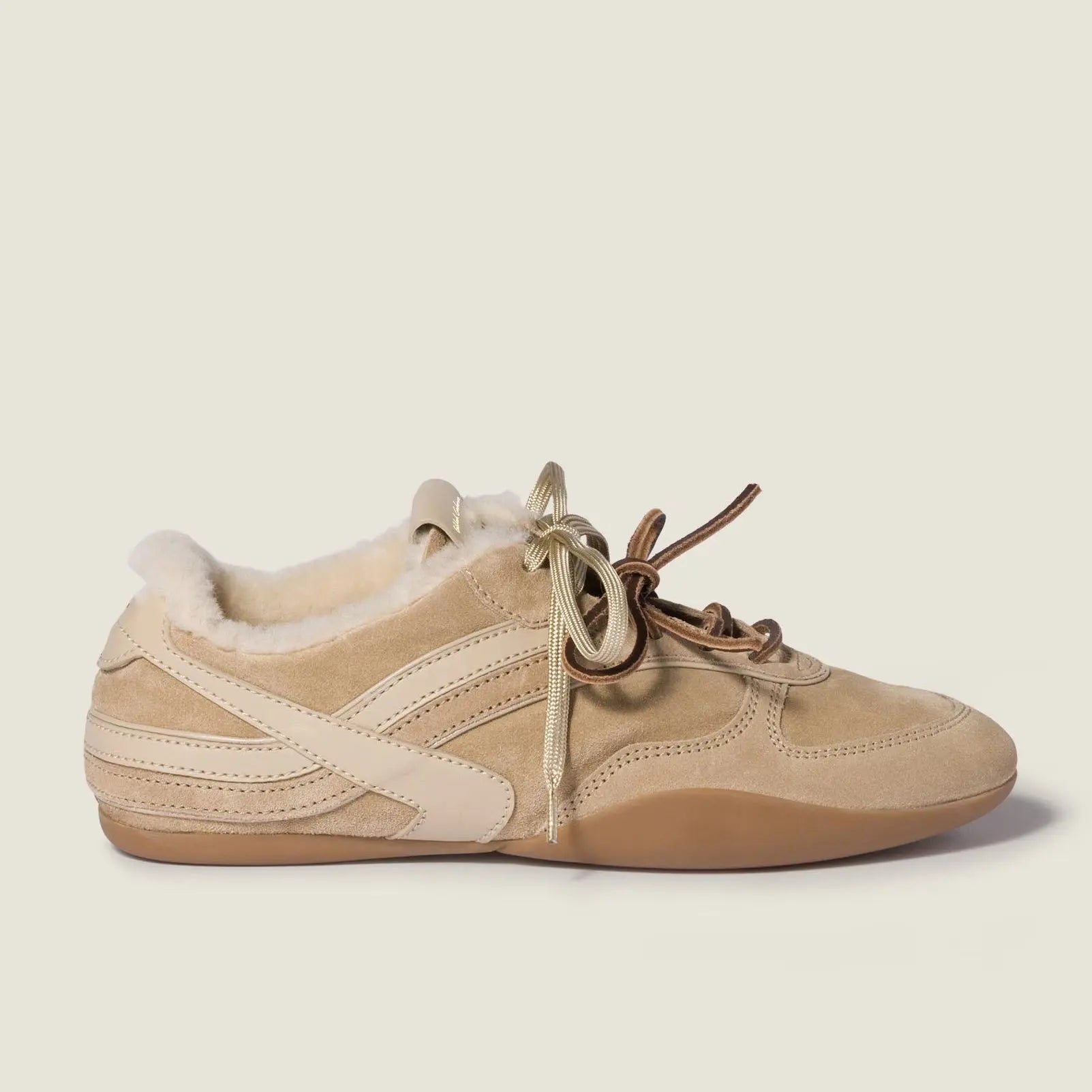 Suede & Shearling Retro Sneakers Gilded Cadence