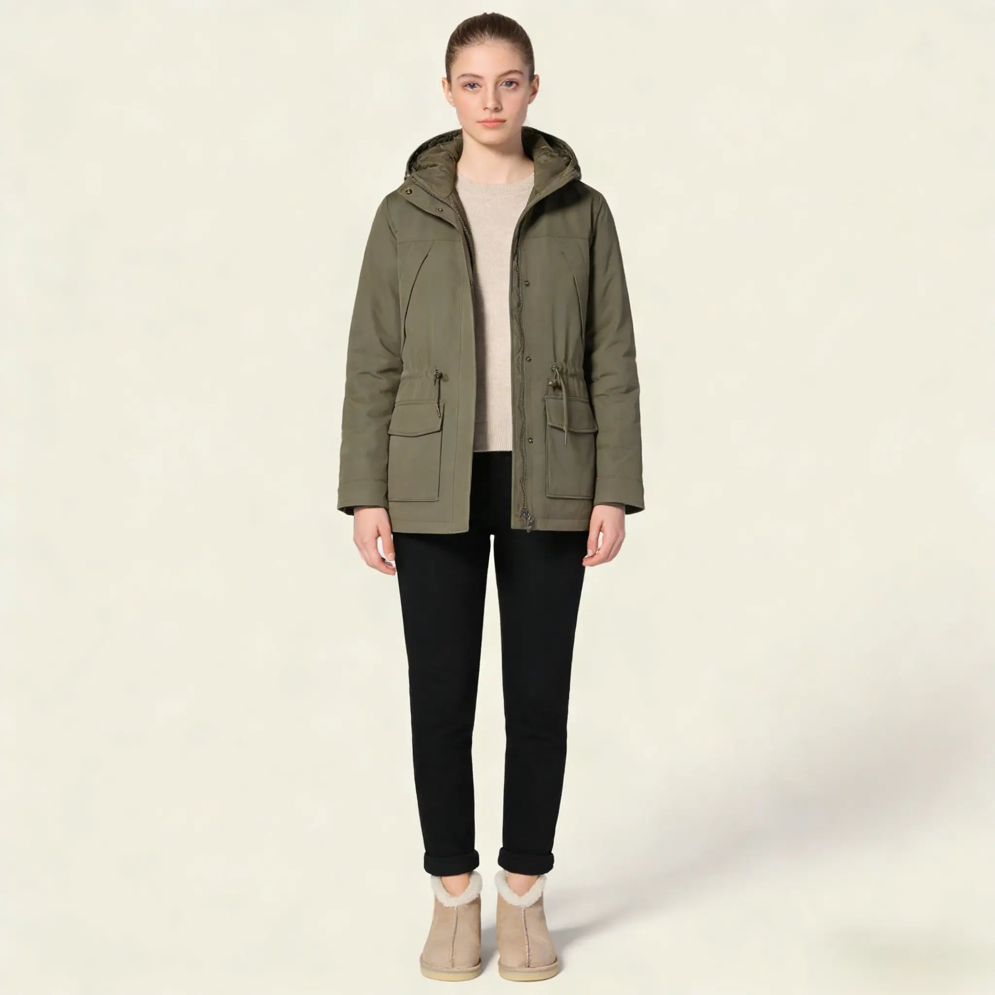 Beige Suede Shearling Mini Booties Gilded Cadence