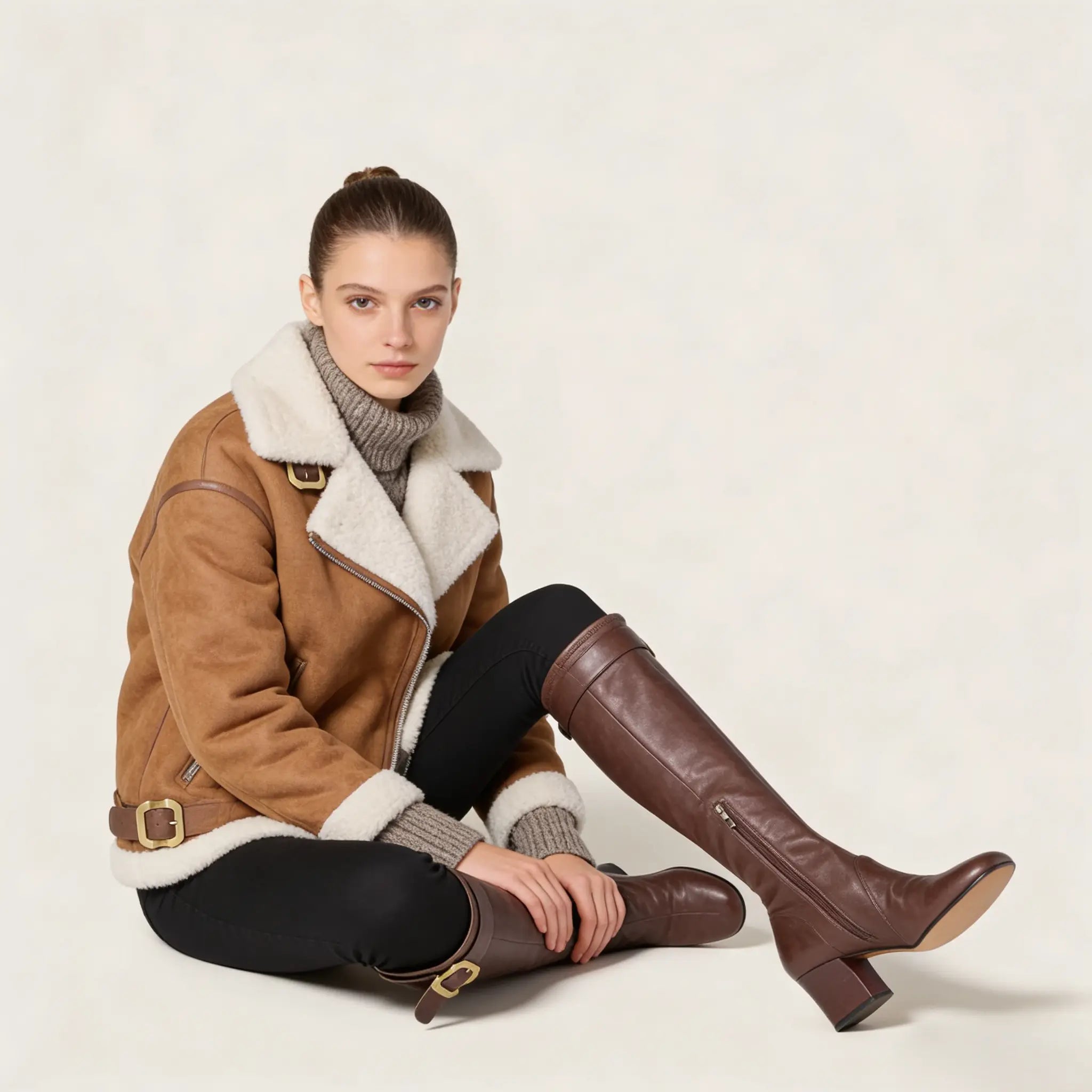 Nappa leather boots with buckle Gilded Cadence