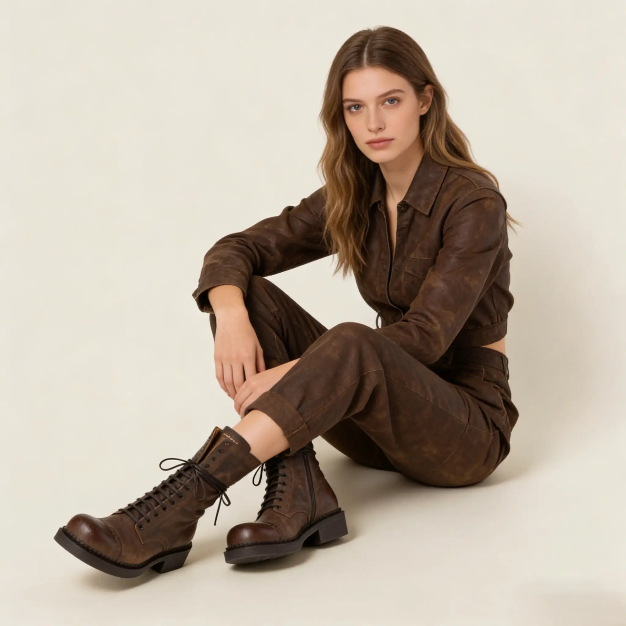 Leather laced booties Gilded Cadence