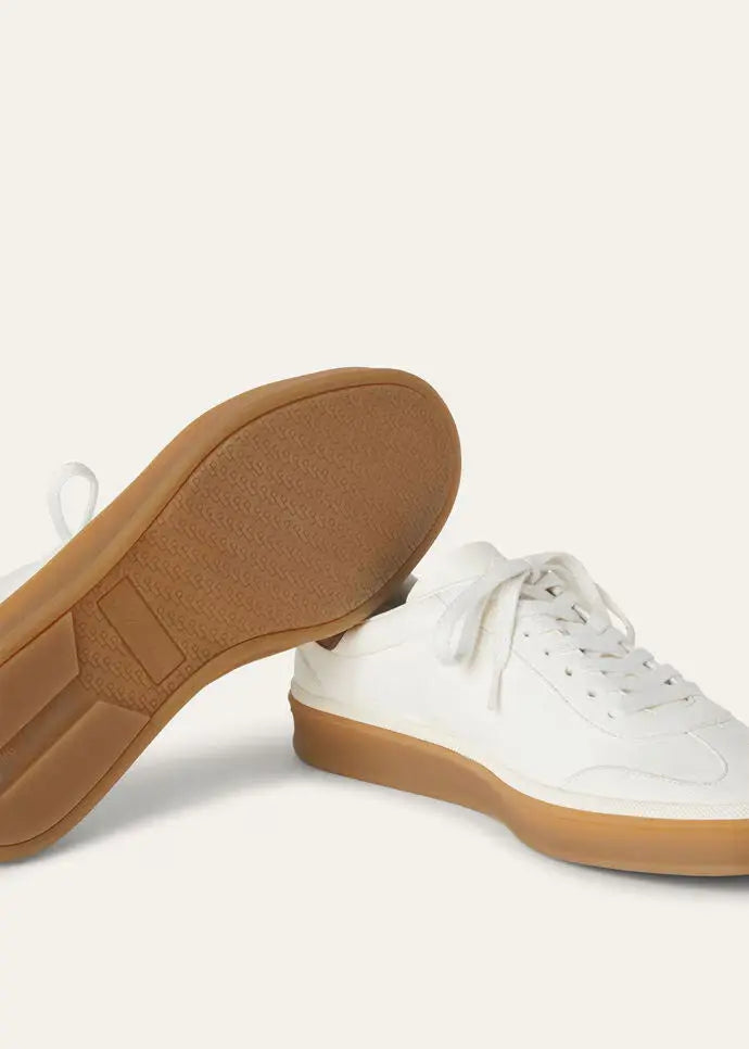White Leather Tennis Walk Sneakers Gilded Cadence
