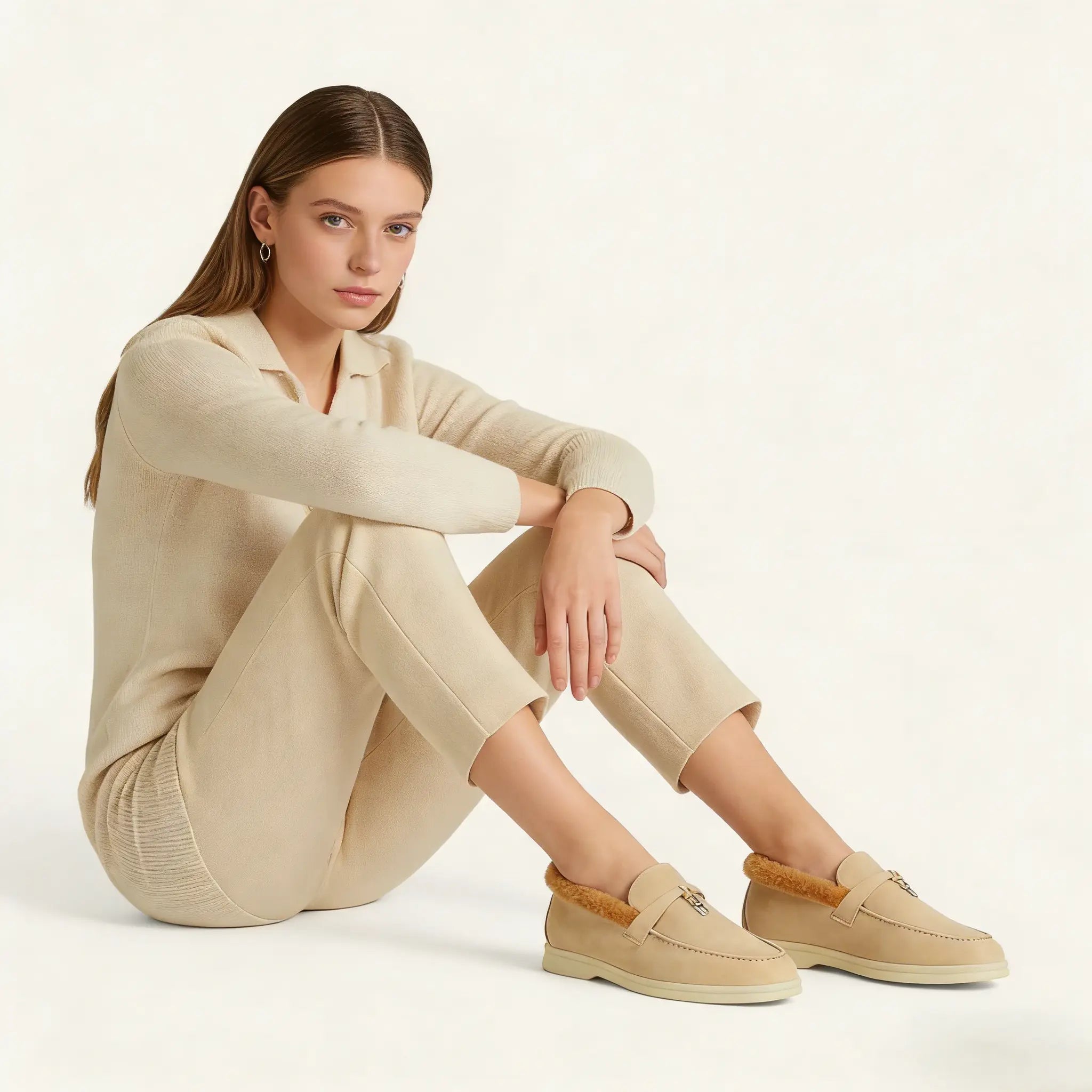 Women's Fur Lined Windy Dunes Loafers Gilded Cadence