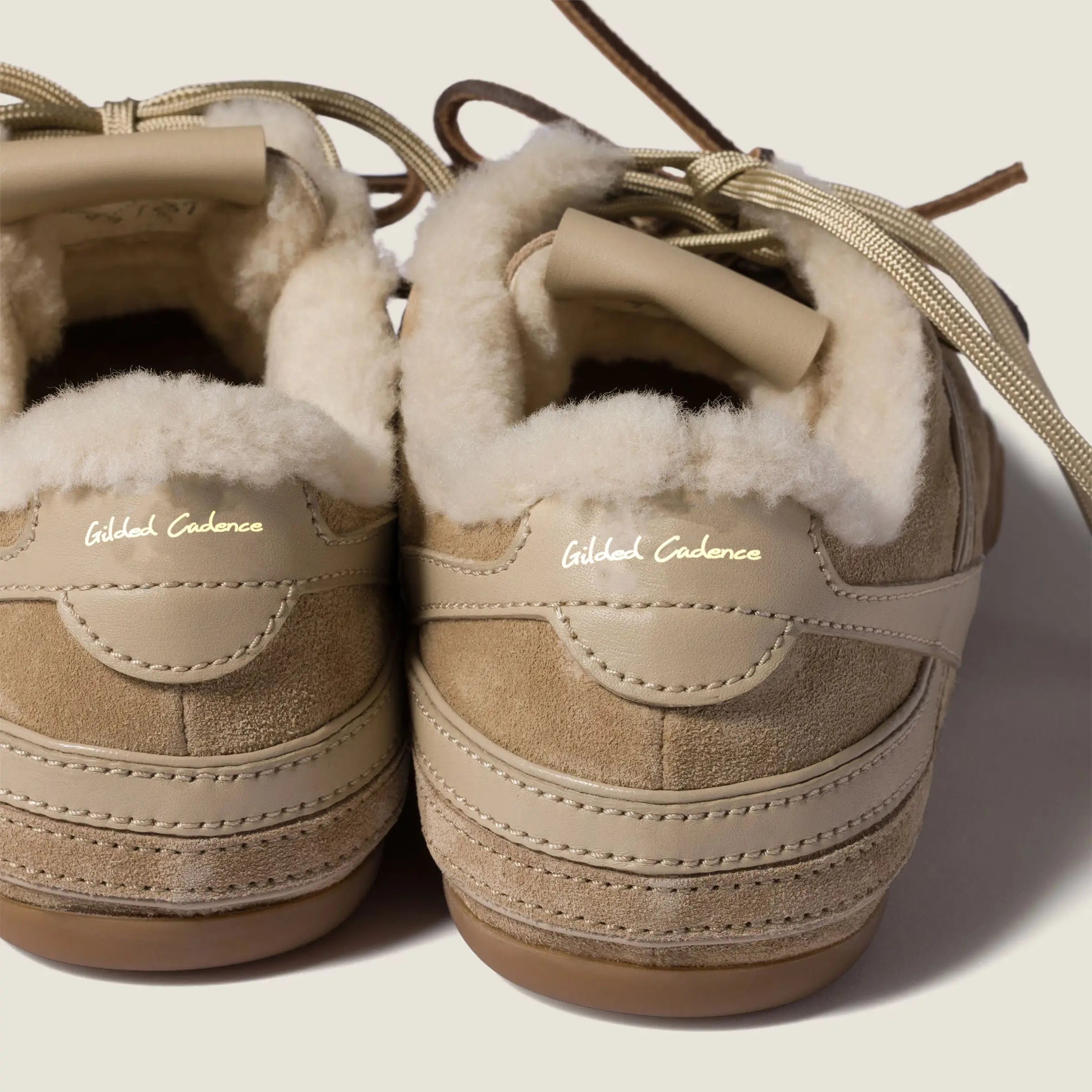 Suede & Shearling Retro Sneakers Gilded Cadence