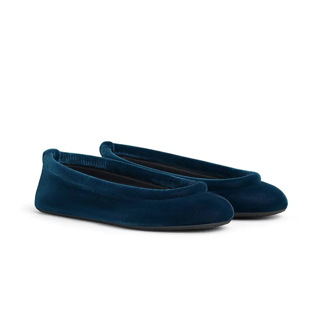 Peacock Blue Velvet Square Toe Flats Gilded Cadence