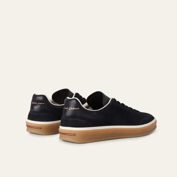 Black Suede Tennis Walk Sneakers Gilded Cadence