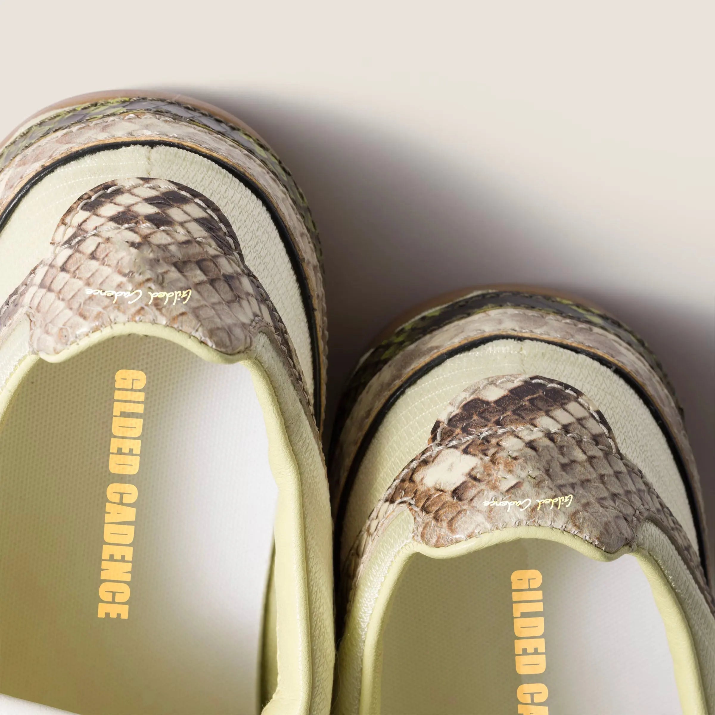 Gymnasium technical fabric and python-print Ayers leather sneakers Gilded Cadence