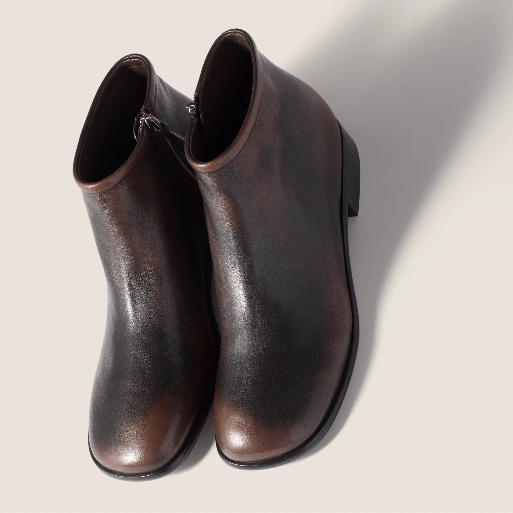 smoky leather booties Gilded Cadence