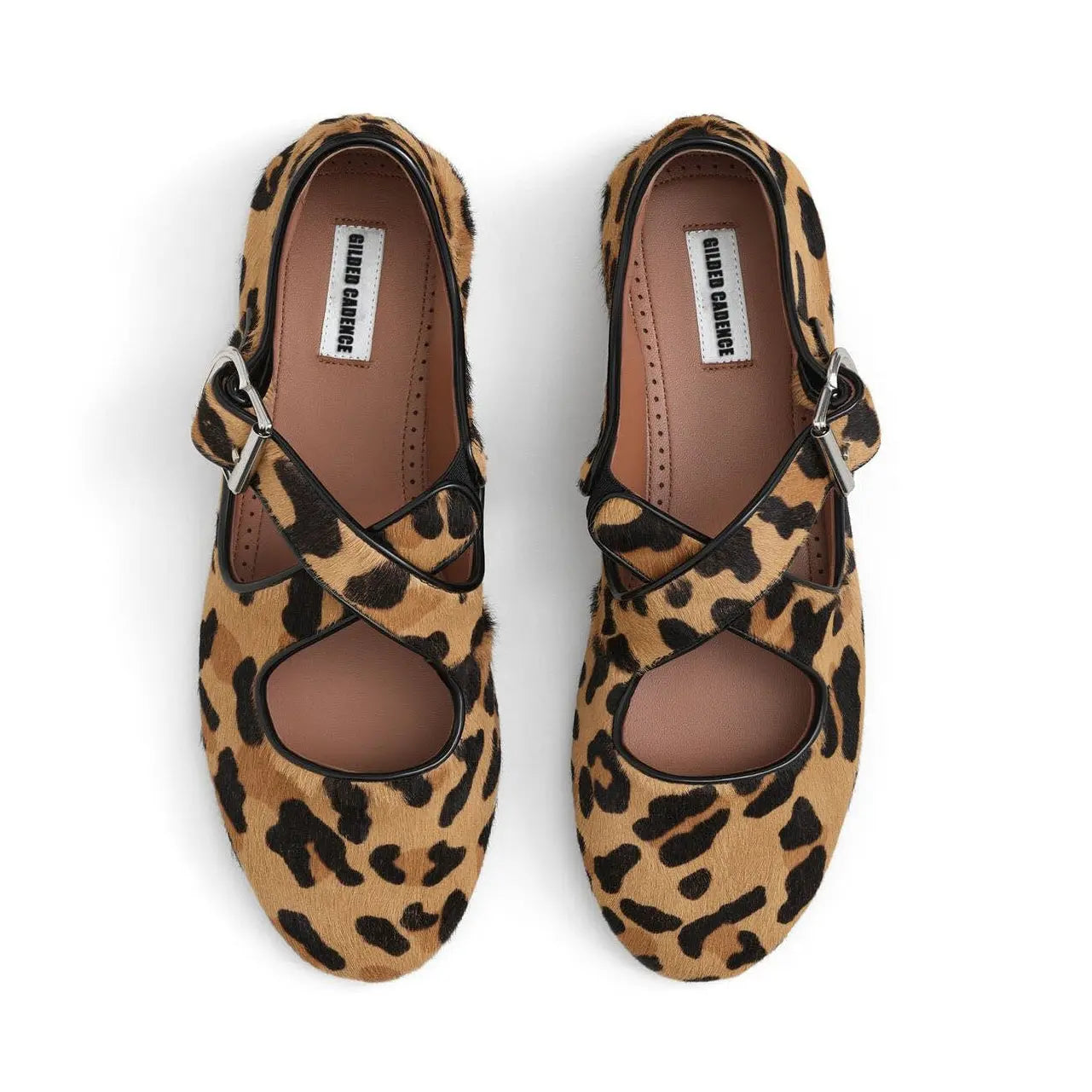 Leopard Print Haircalf Ballet Flats Gilded Cadence