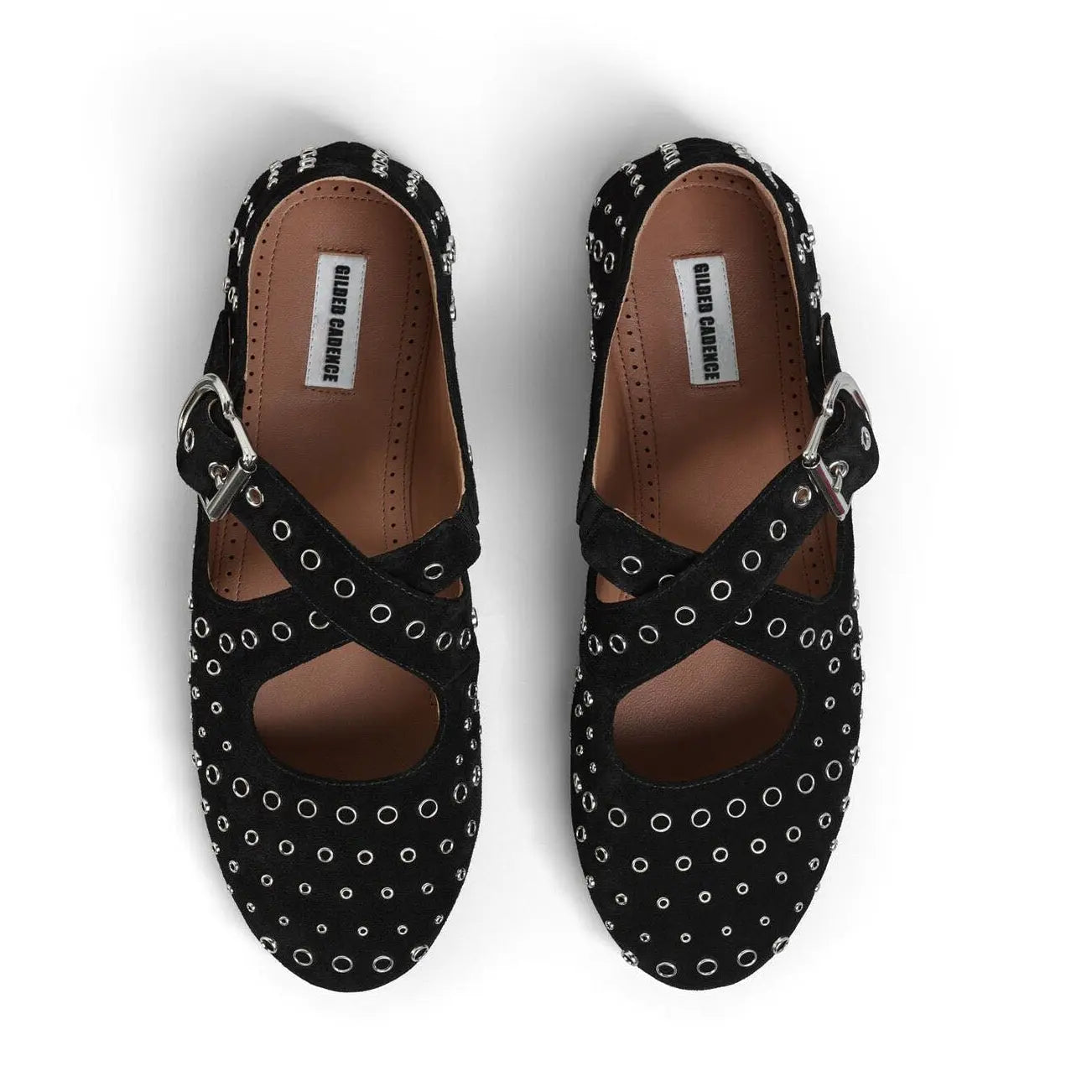 Criss Cross Suede Eyelet Ballet Flats Gilded Cadence