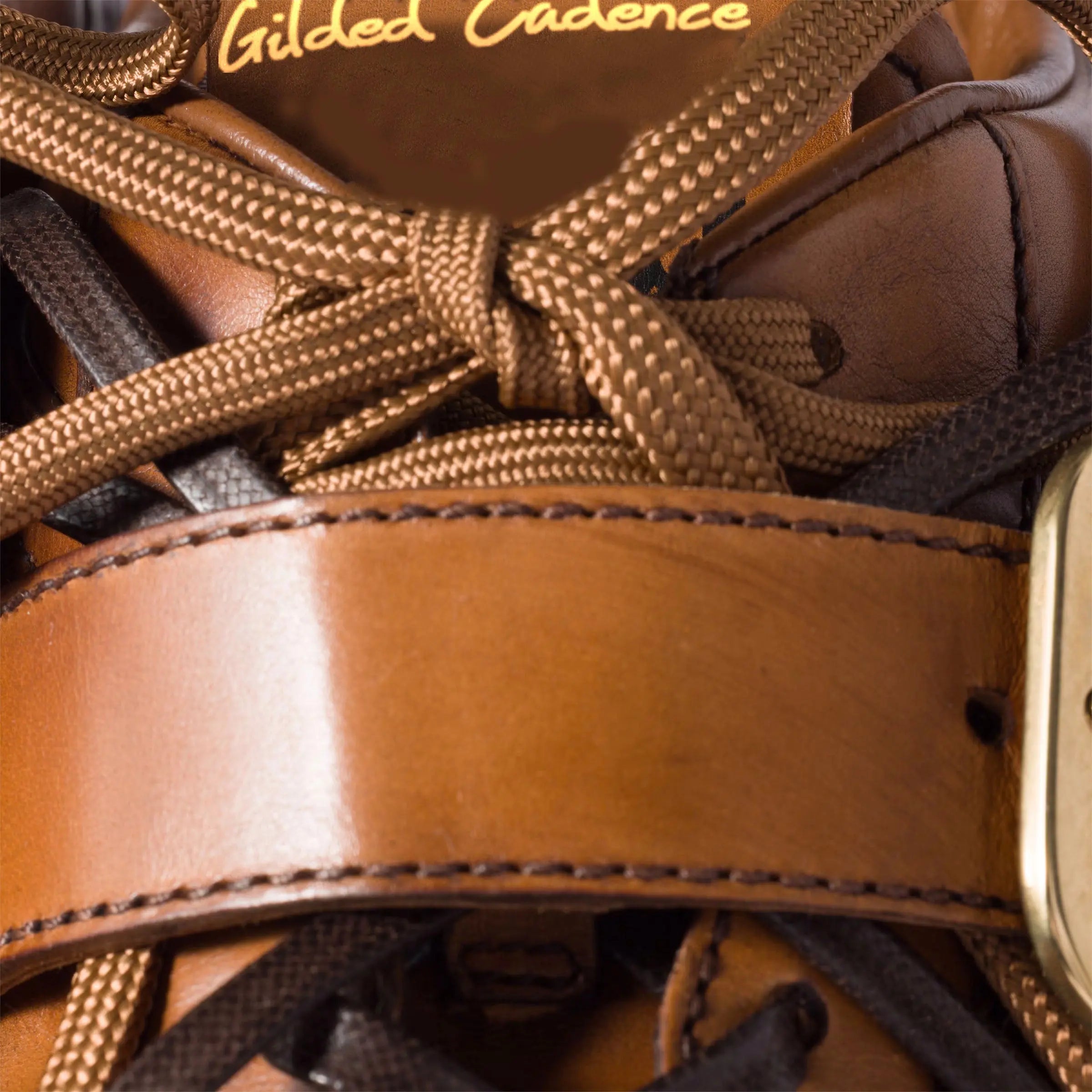 Distressed Leather Buckle Sneakers Gilded Cadence