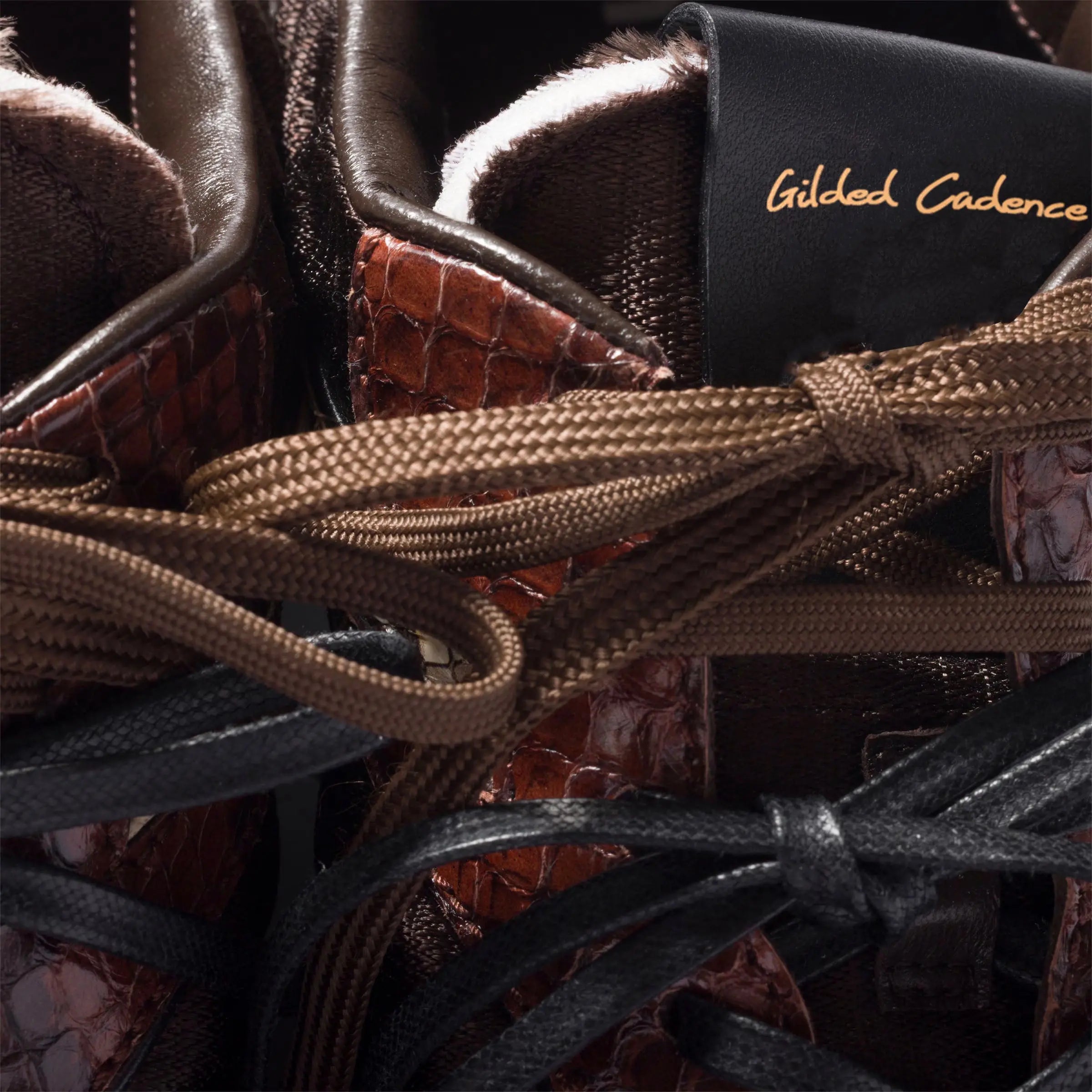 technical fabric and python-print Leather sneakers Gilded Cadence