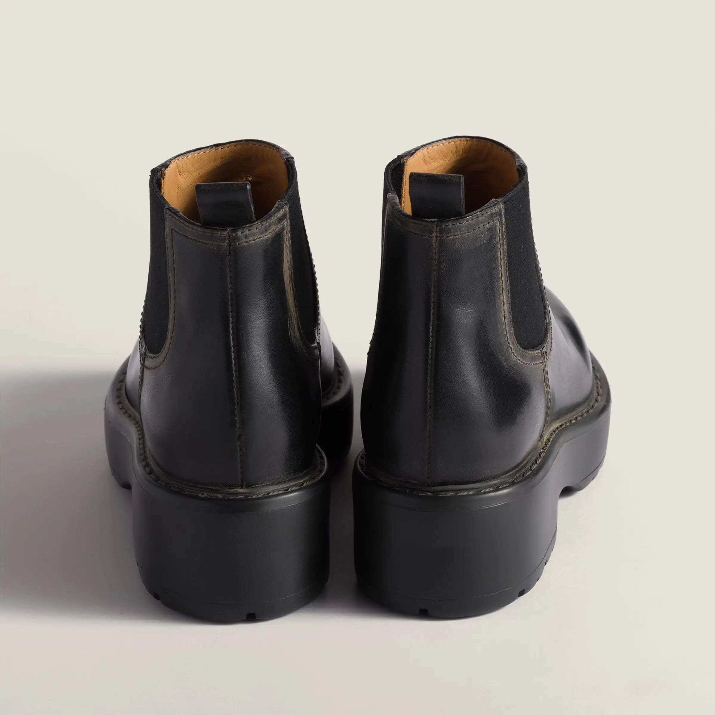 Classic Black Leather Ankle Booties Gilded Cadence