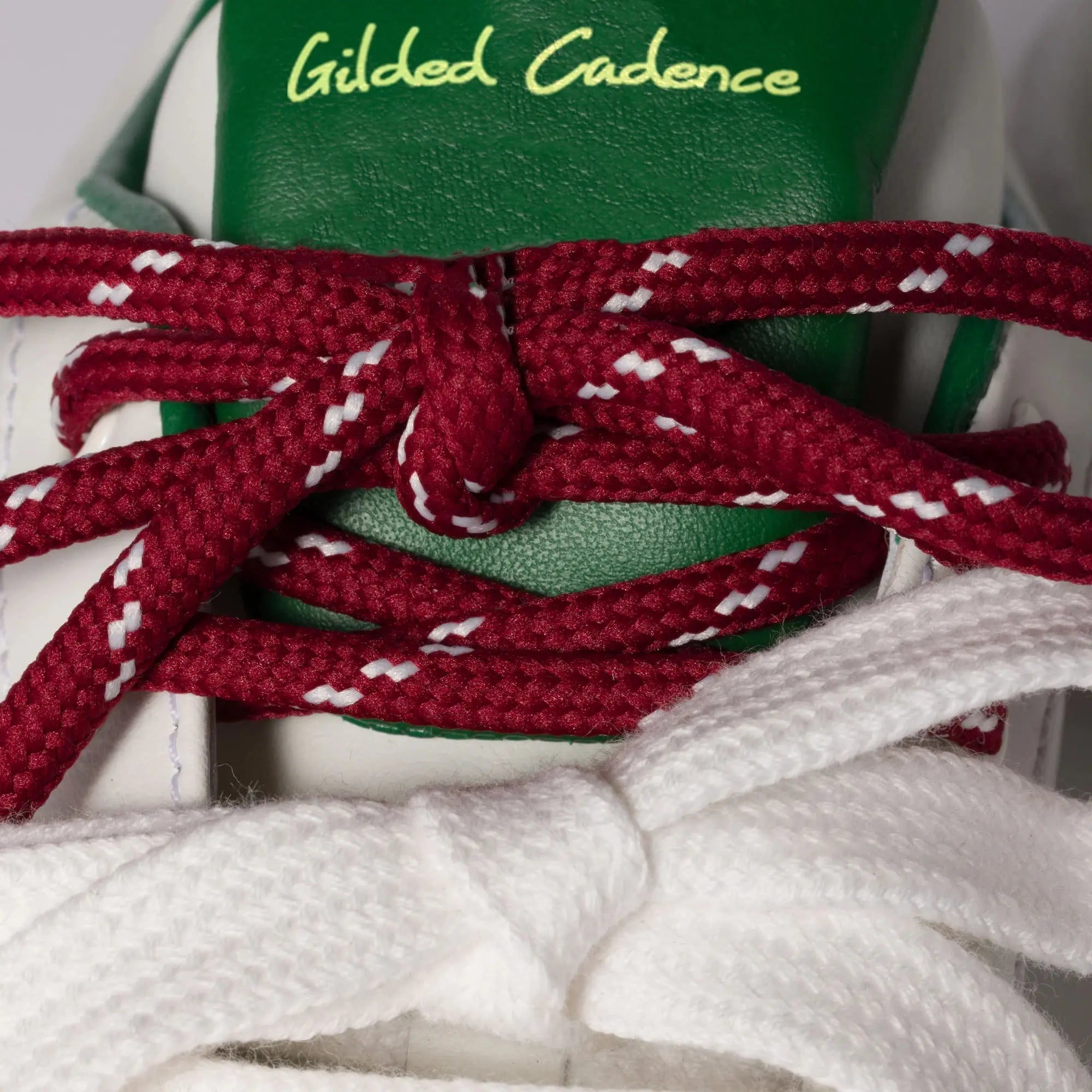 Women's White and Green Leather Sneakers Gilded Cadence