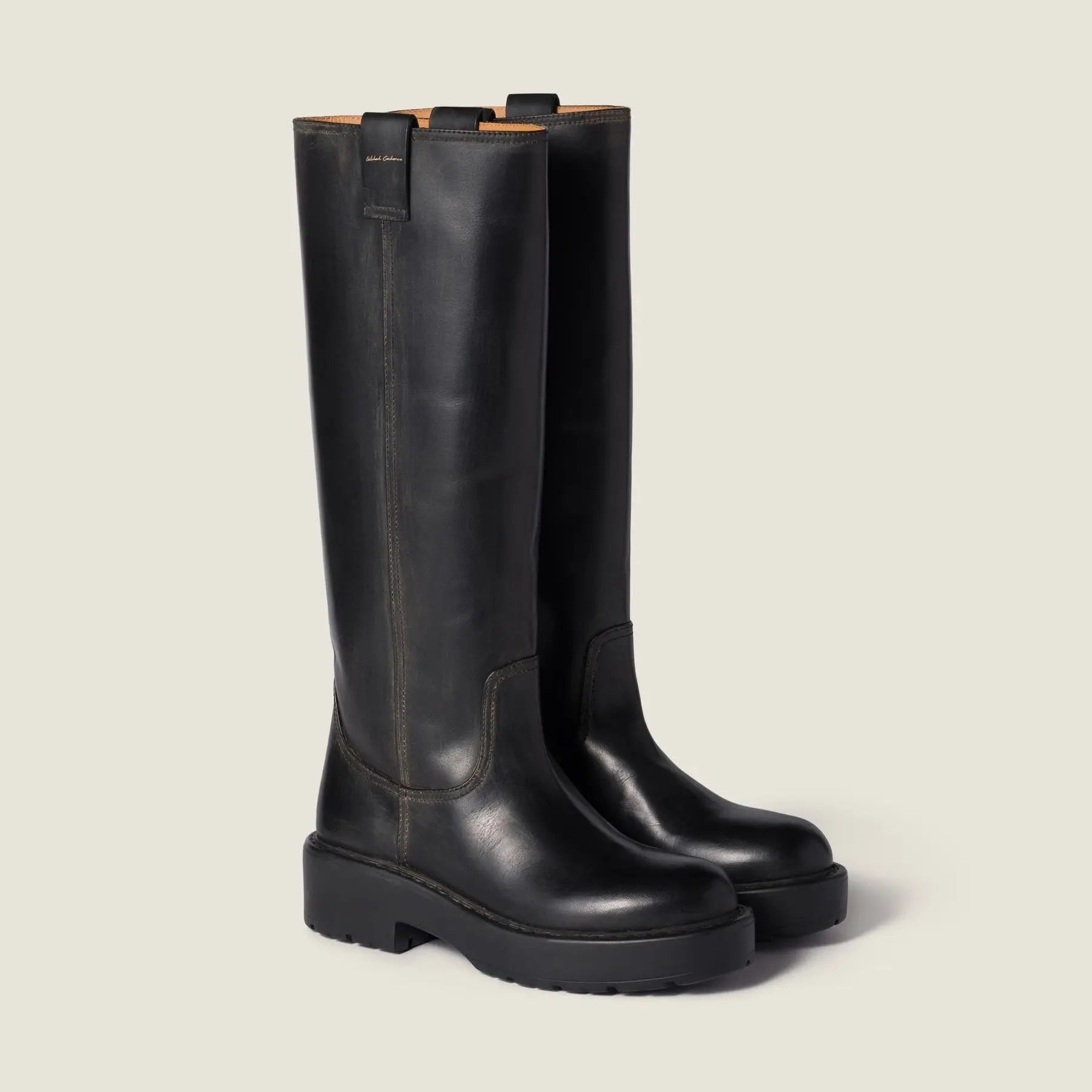 The Vintage Calfskin Knee-High Boot (55mm) - Black Gilded Cadence