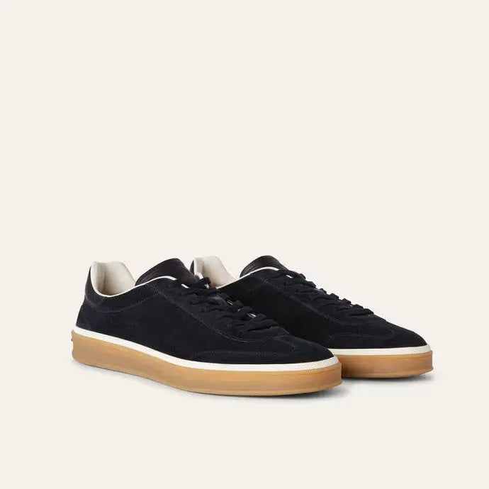 Black Suede Tennis Walk Sneakers Gilded Cadence