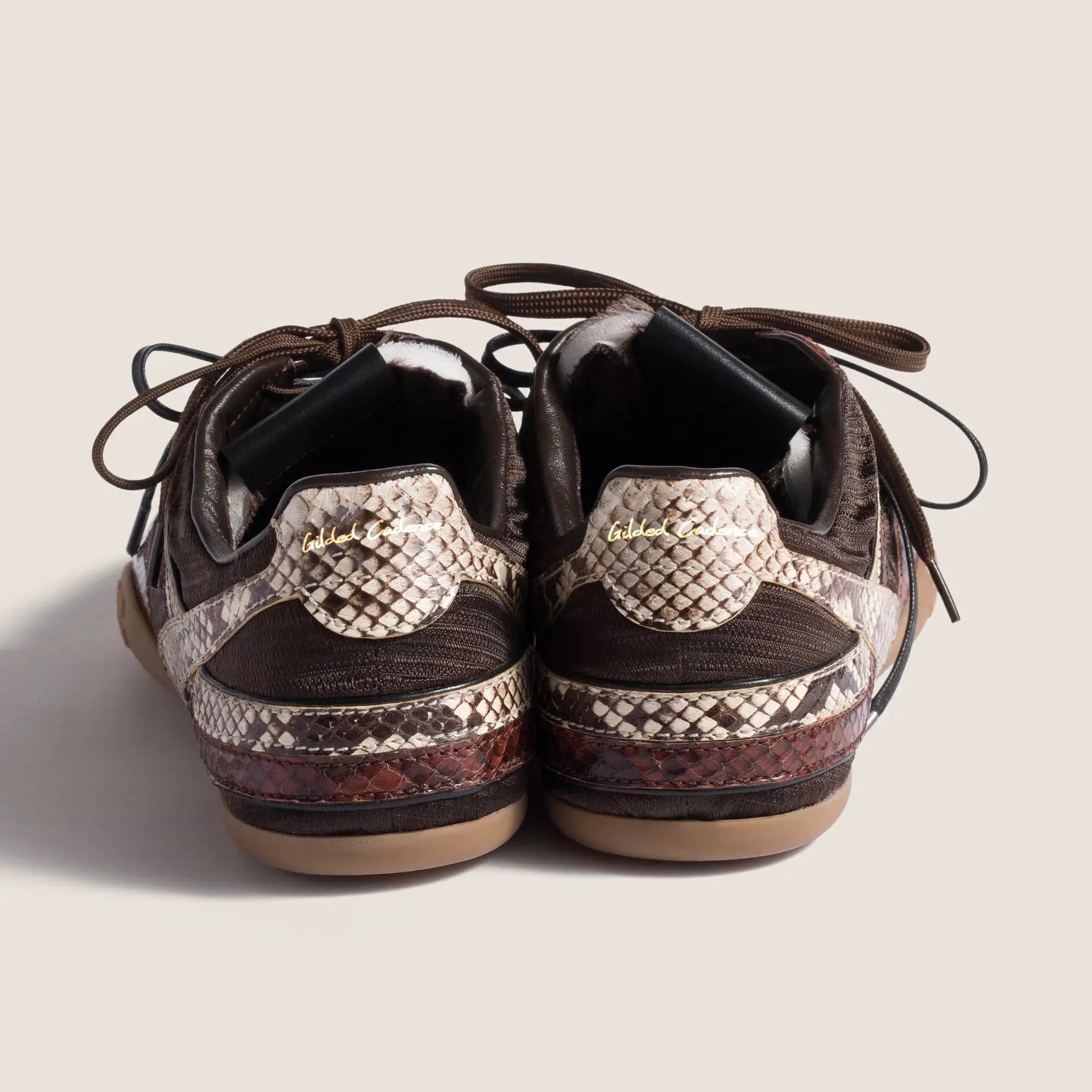 technical fabric and python-print Leather sneakers Gilded Cadence