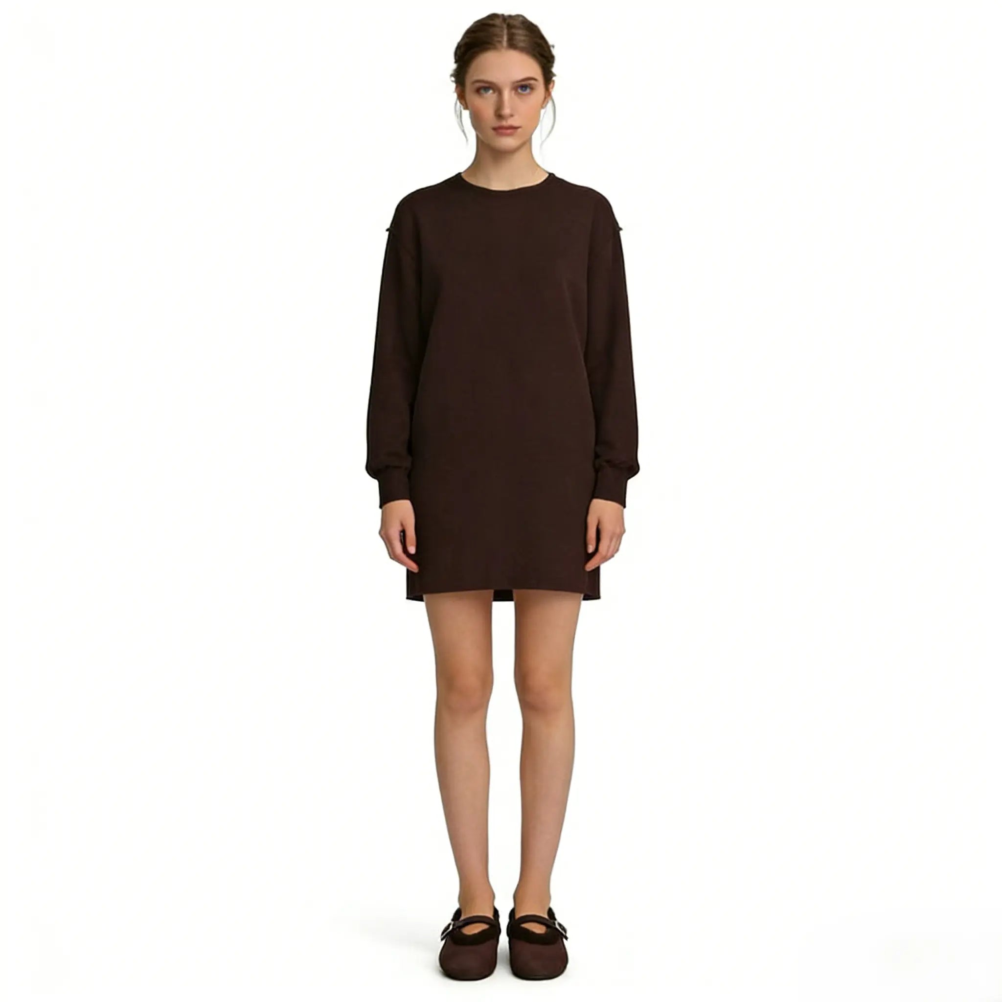 Chocolate Brown Shearling Ballet Flats Gilded Cadence