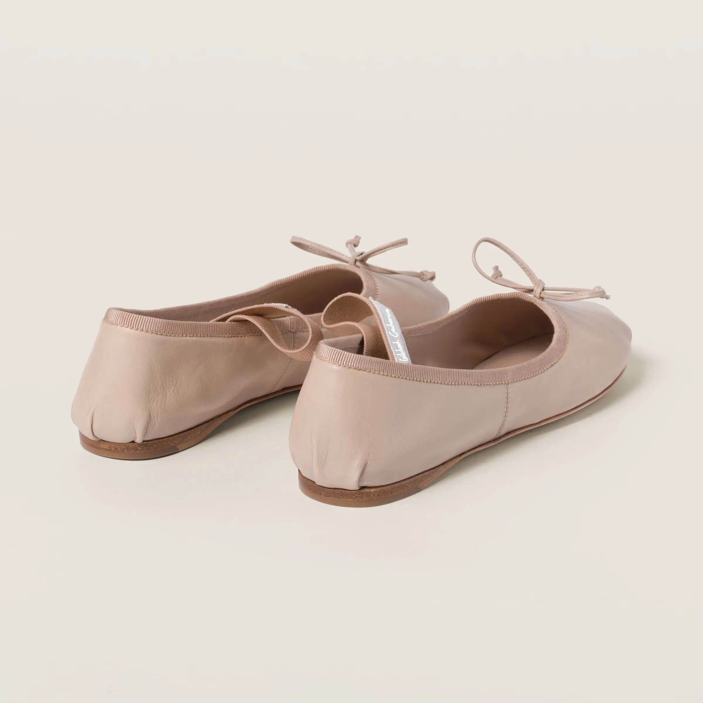 Beige Goatskin Leather Ballet Flats Gilded Cadence
