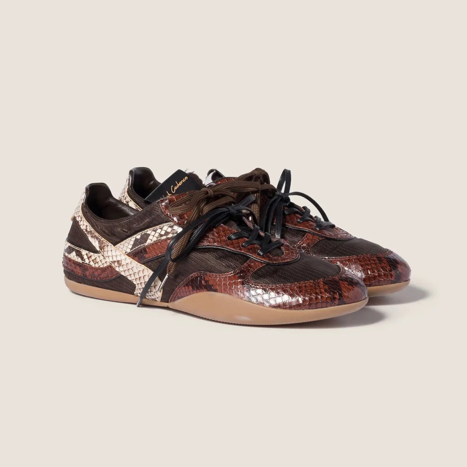 technical fabric and python-print Leather sneakers Gilded Cadence