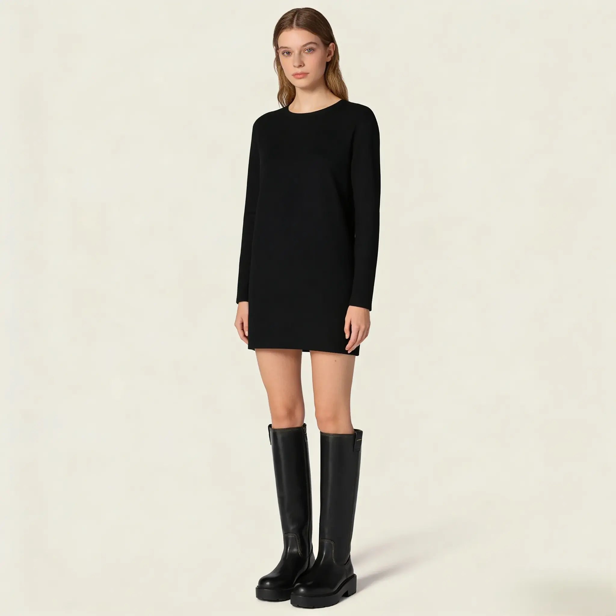 The Vintage Calfskin Knee-High Boot (55mm) - Black Gilded Cadence