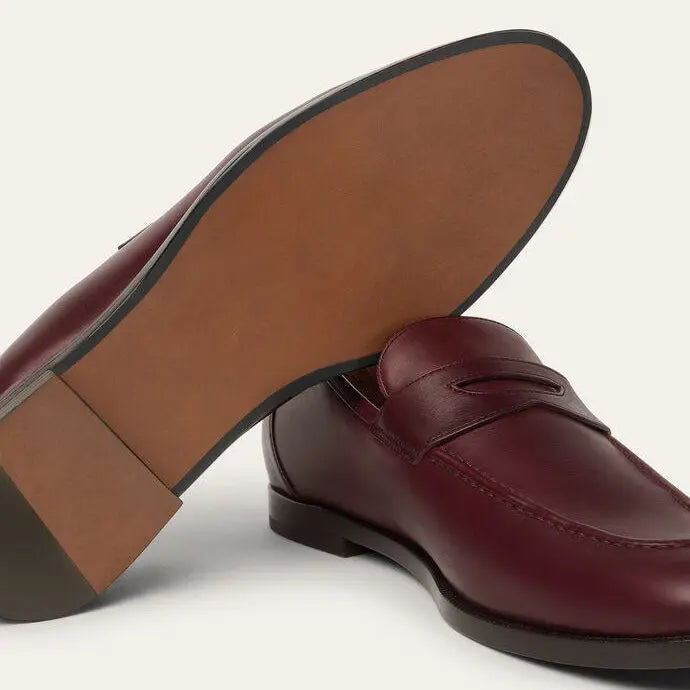 Deep Maroon Calfskin Sergio Loafers Gilded Cadence