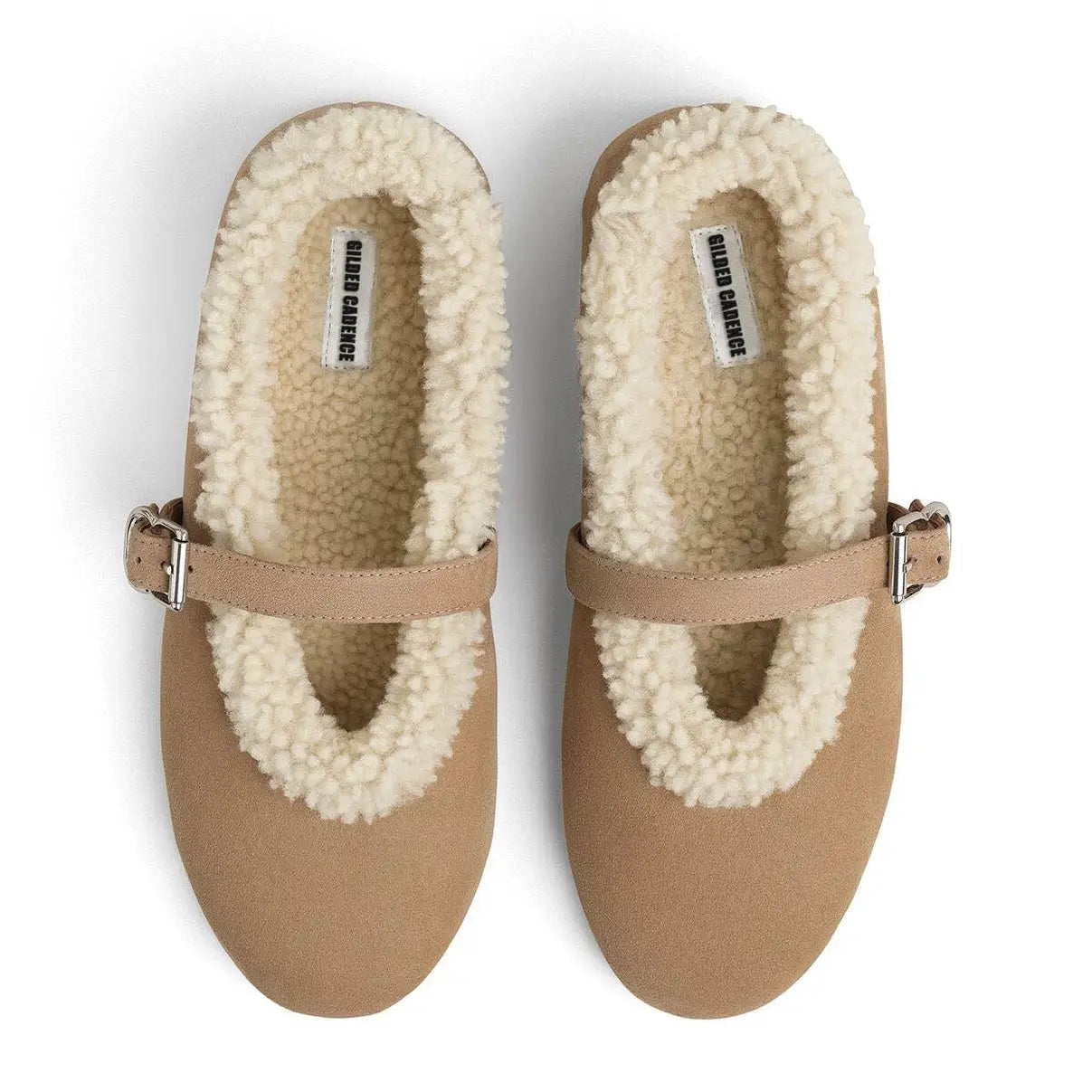 Creamy Merino Shearling Ballet Flats Gilded Cadence