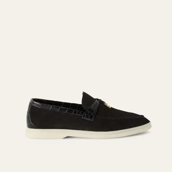 Black Suede Summer Charms Loafers Gilded Cadence