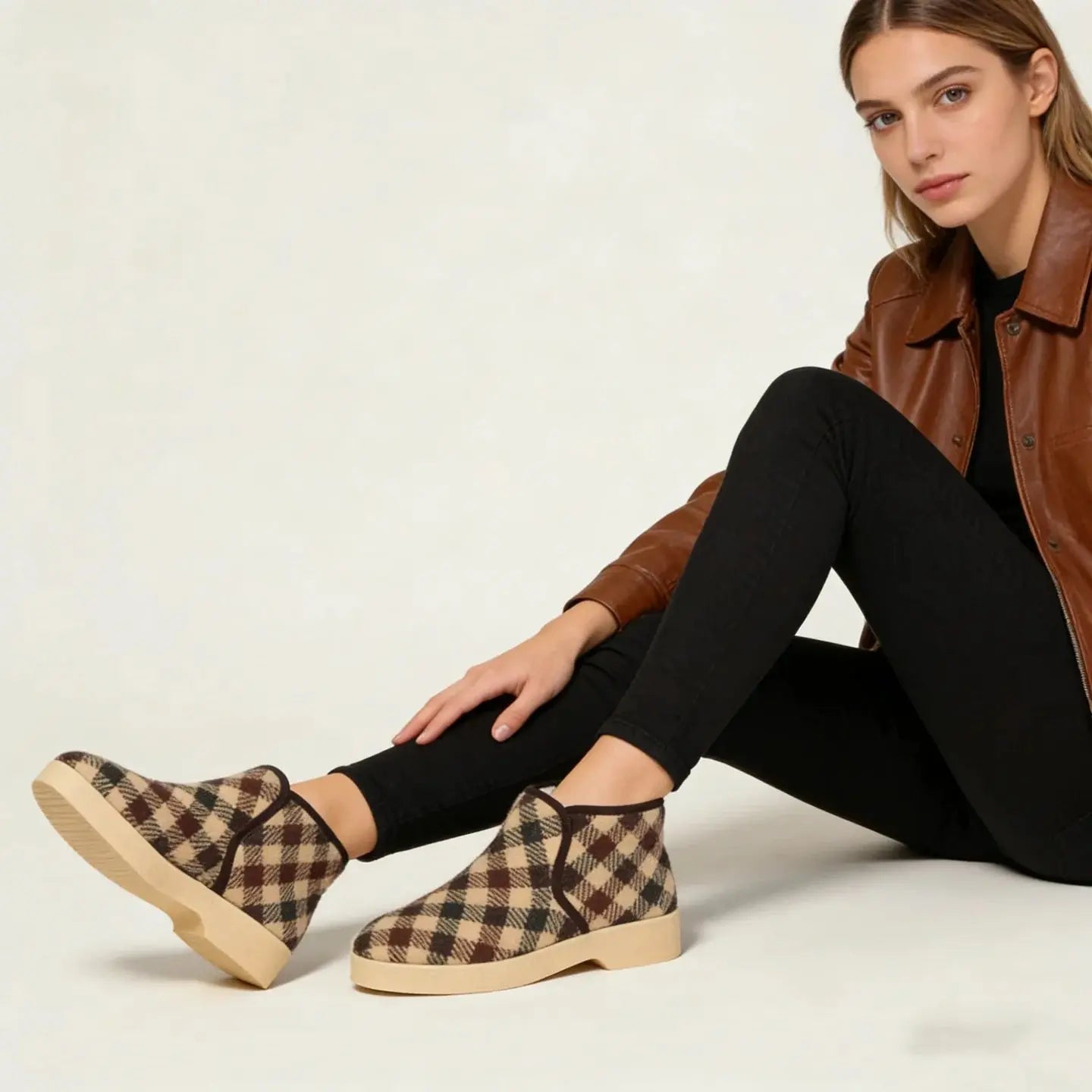 Women's Wool Knit Mini Shearling Boots Gilded Cadence