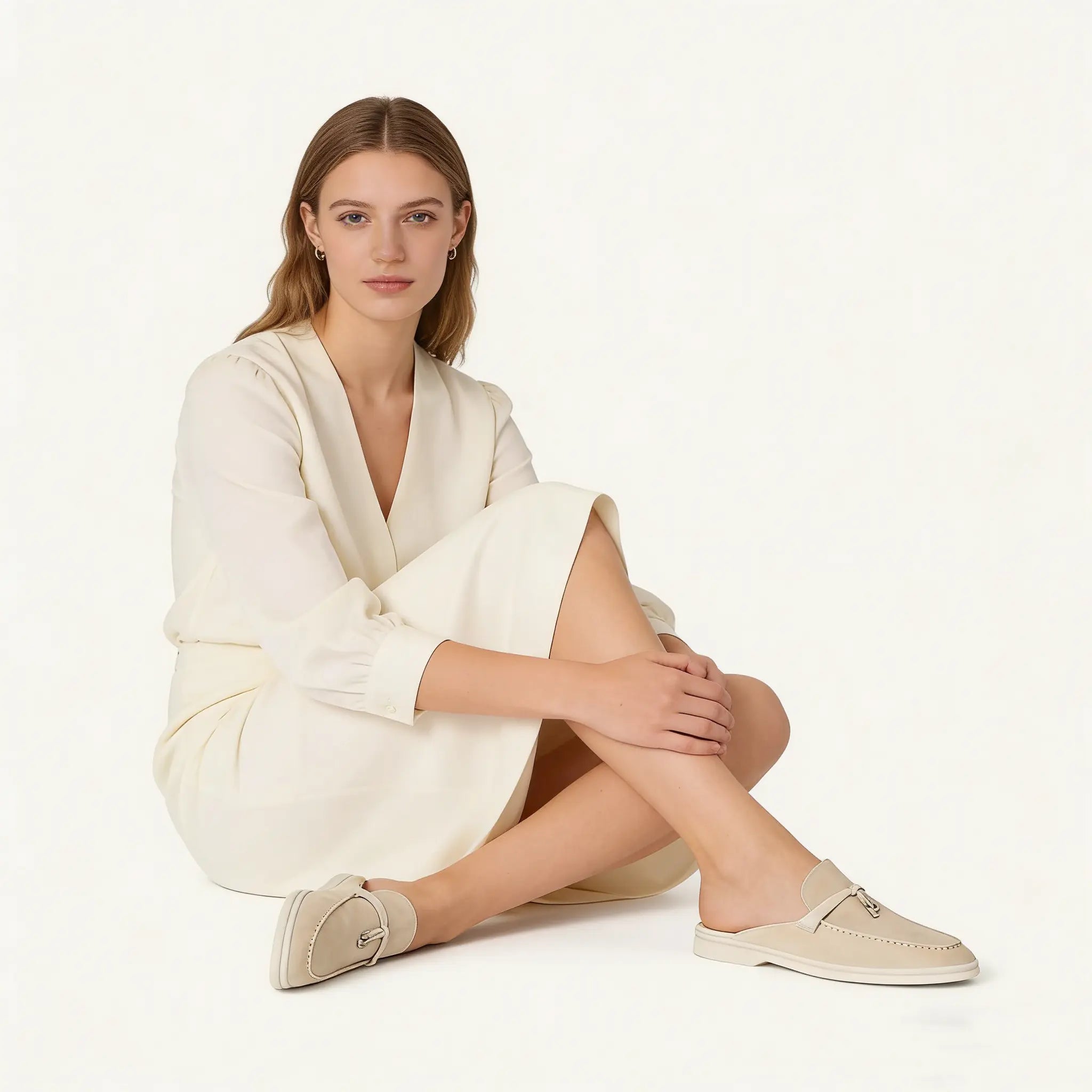 Women's Linen Suede Babouche Loafers Gilded Cadence