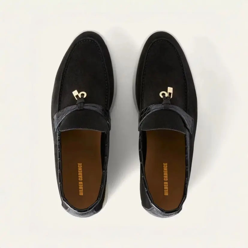 Black Suede Summer Charms Loafers Gilded Cadence