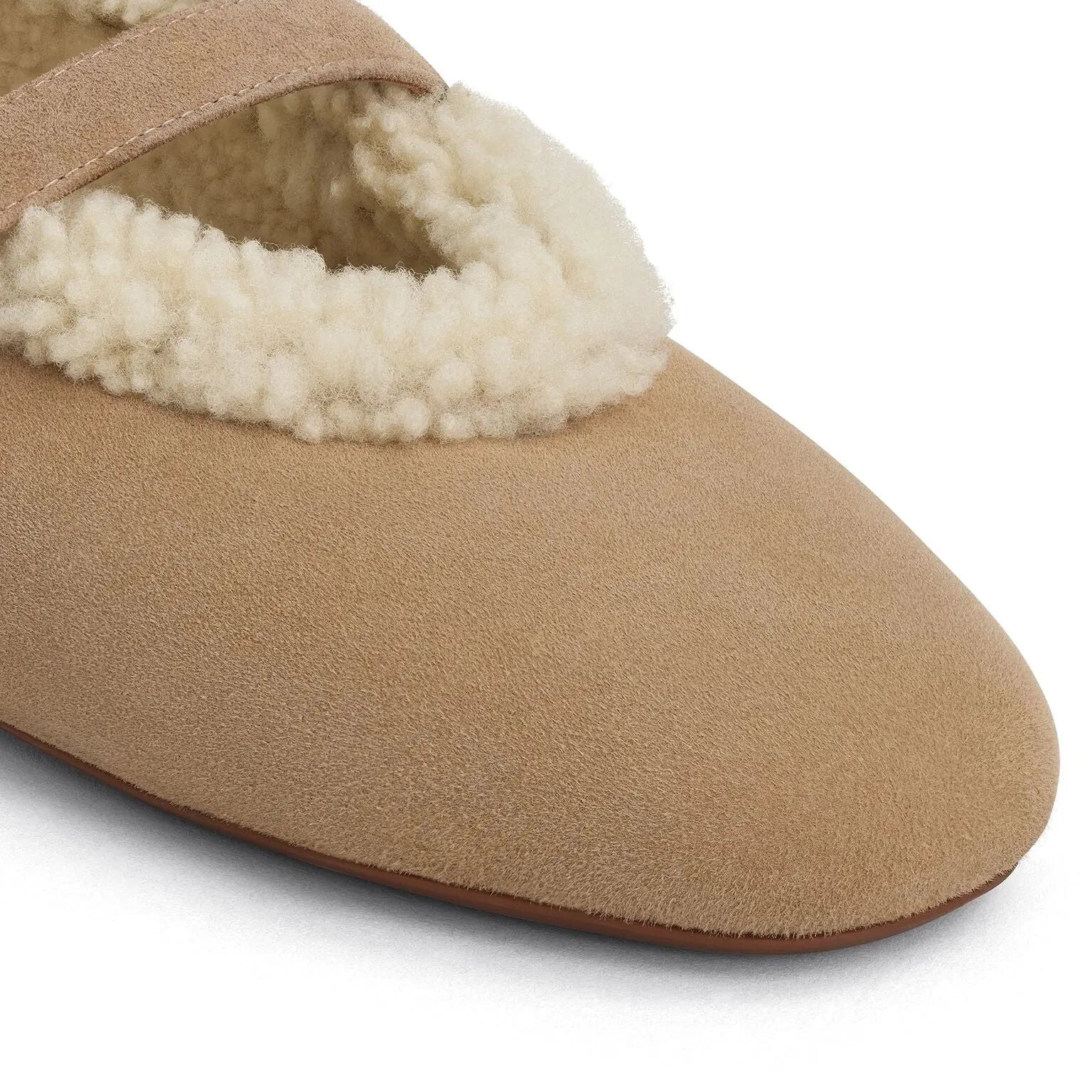 Creamy Merino Shearling Ballet Flats Gilded Cadence