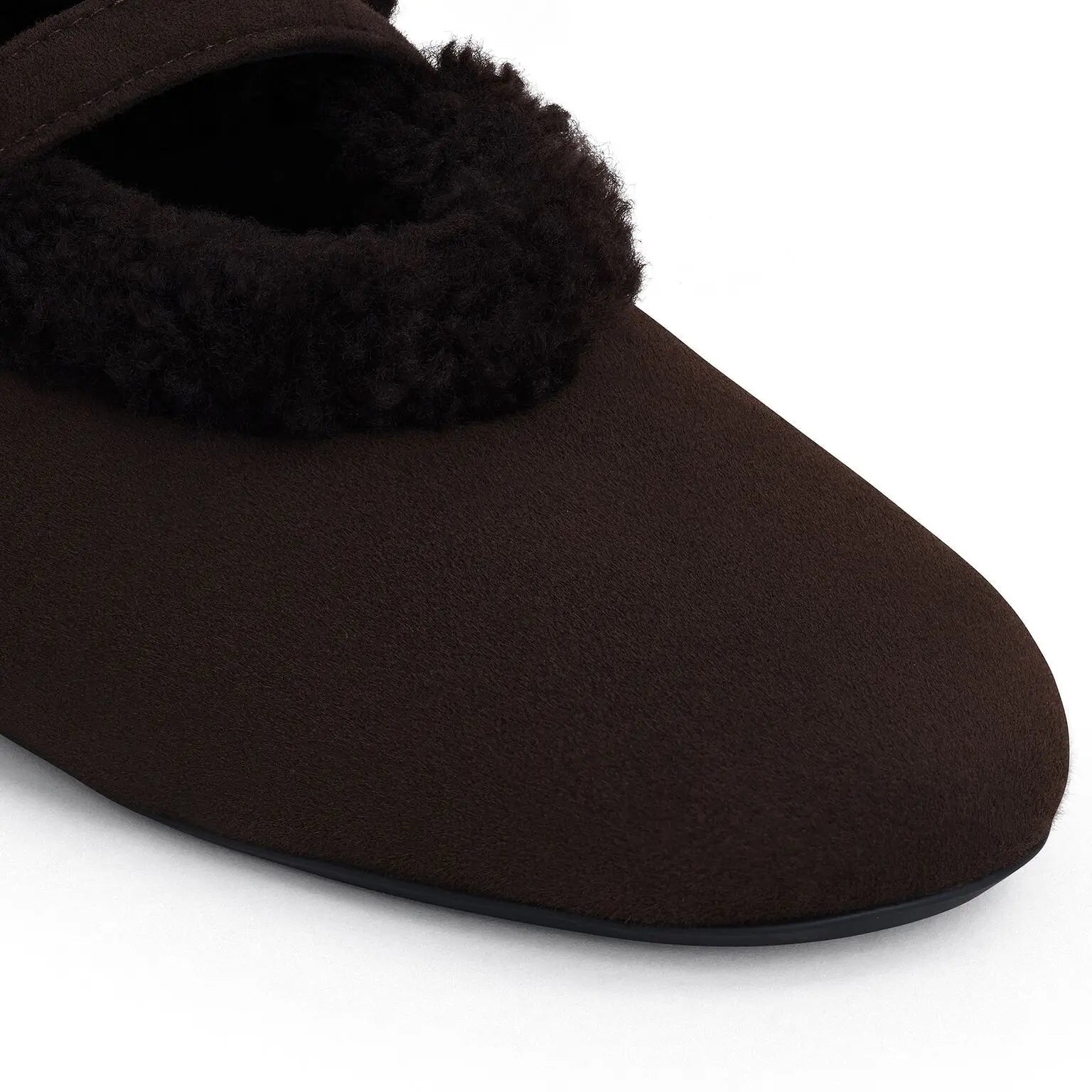 Chocolate Brown Shearling Ballet Flats Gilded Cadence