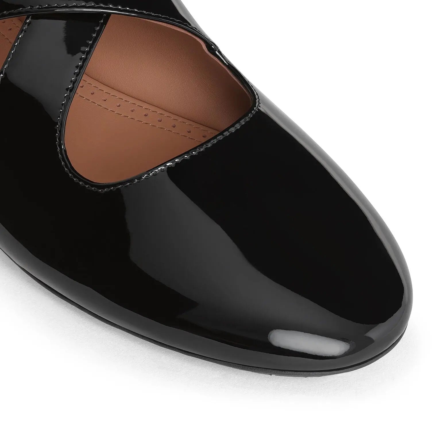 Patent Black Criss Cross Ballet Flats Gilded Cadence
